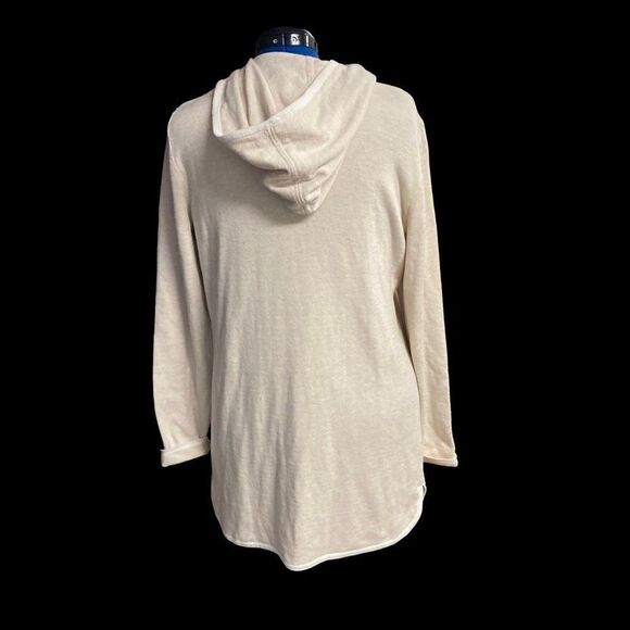 TAHARI Cardigan Ivory/Cream Hooded Long Sleeves Size XL - Picture 9 of 11